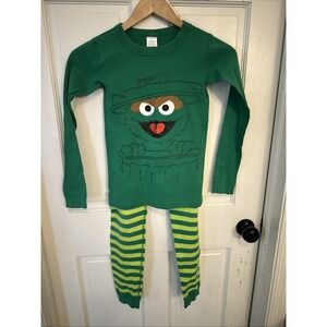 Hanna Andersson X Sesame Street Oscar The Grouch Pajamas‎ Sz 10 Green Cotton